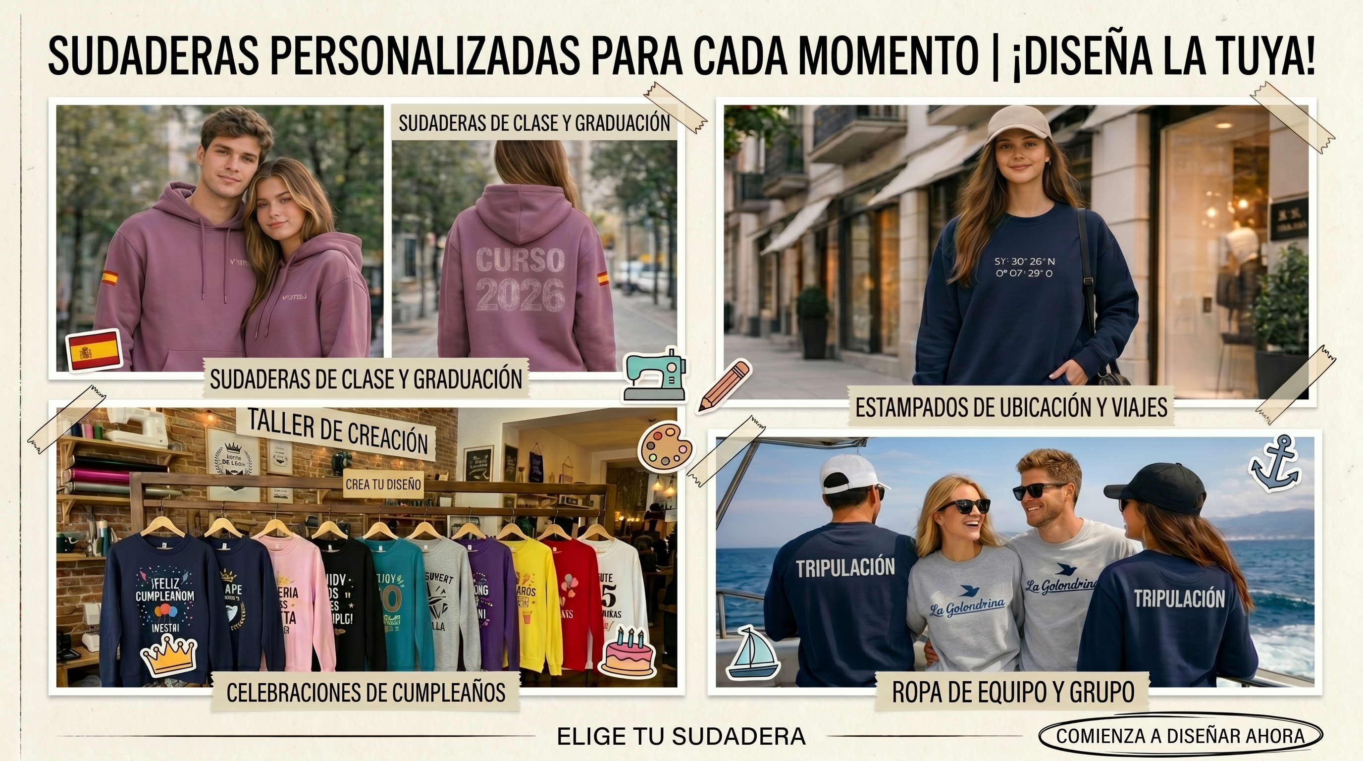 Sudaderas para quintos Sudaderas personalizadas para quintos, fiestas del pueblo y peñas que quieren destacar desde el primer día.